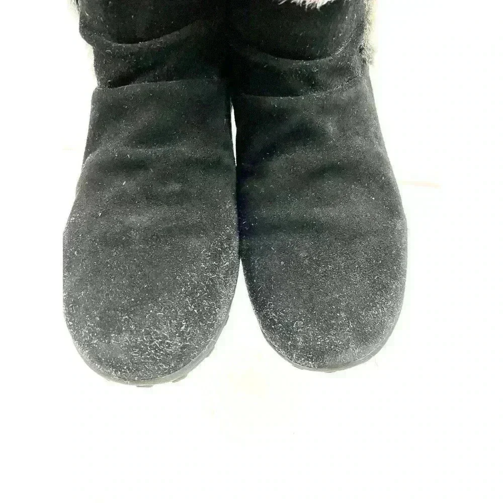 Black‎ Faux Fur Suede Zip Ankle Boots Women’s US Size 7 Khombu